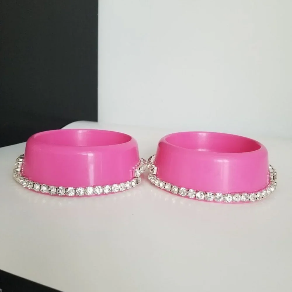 Pink bling rhinestone pet bowls